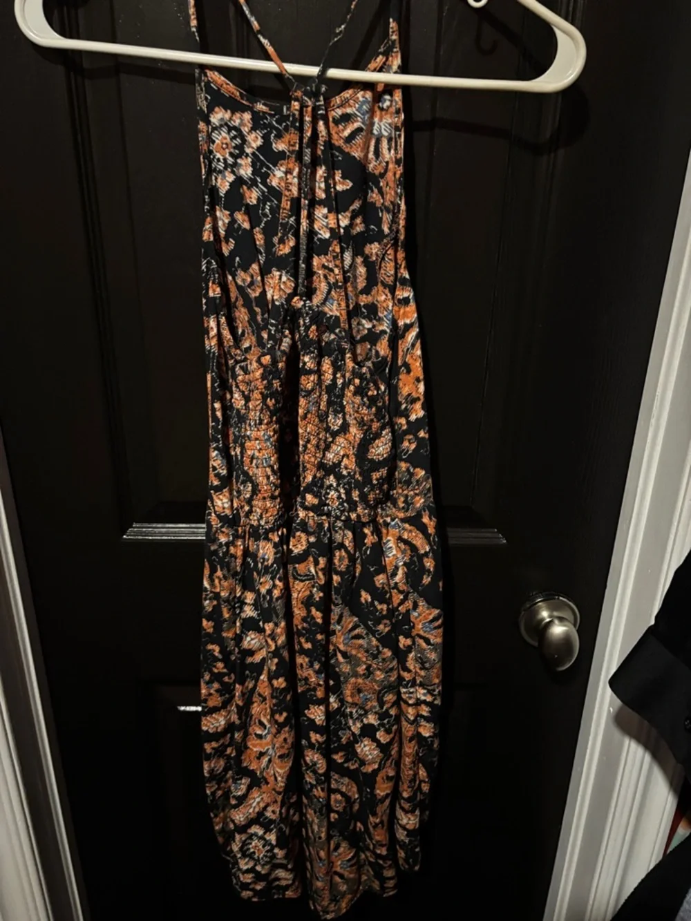 Abercrombie & Fitch Black Maxi Dress with Orange Floral Print